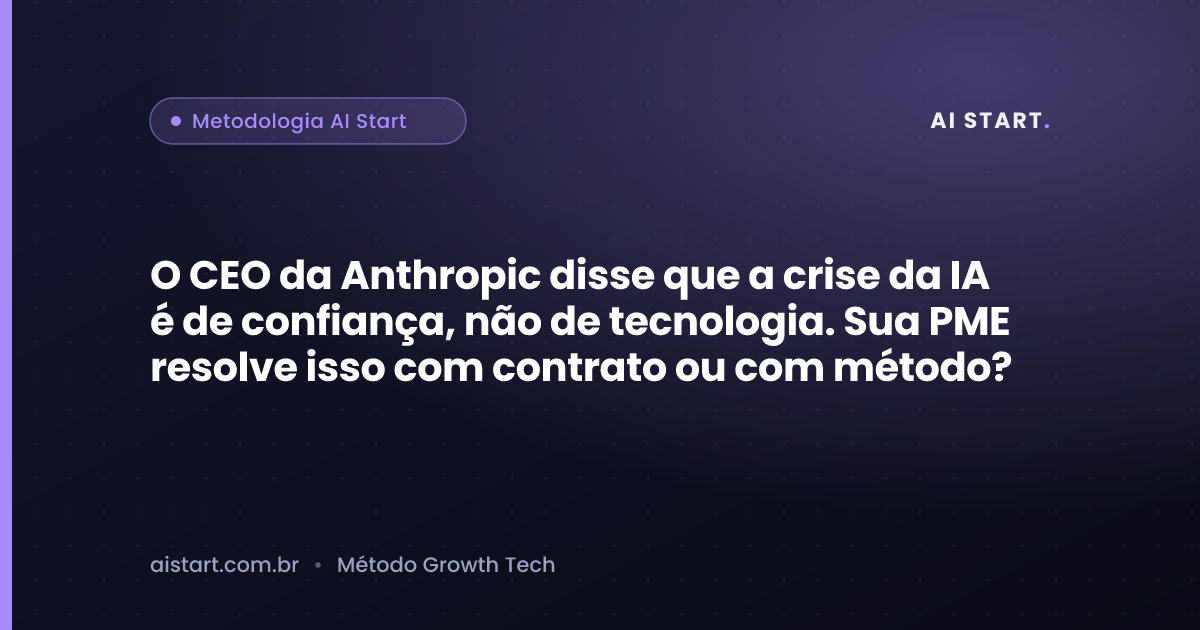 O CEO da Anthropic disse que a crise da IA é de confiança, não de tecnologia. Sua PME resolve isso com contrato ou com método?