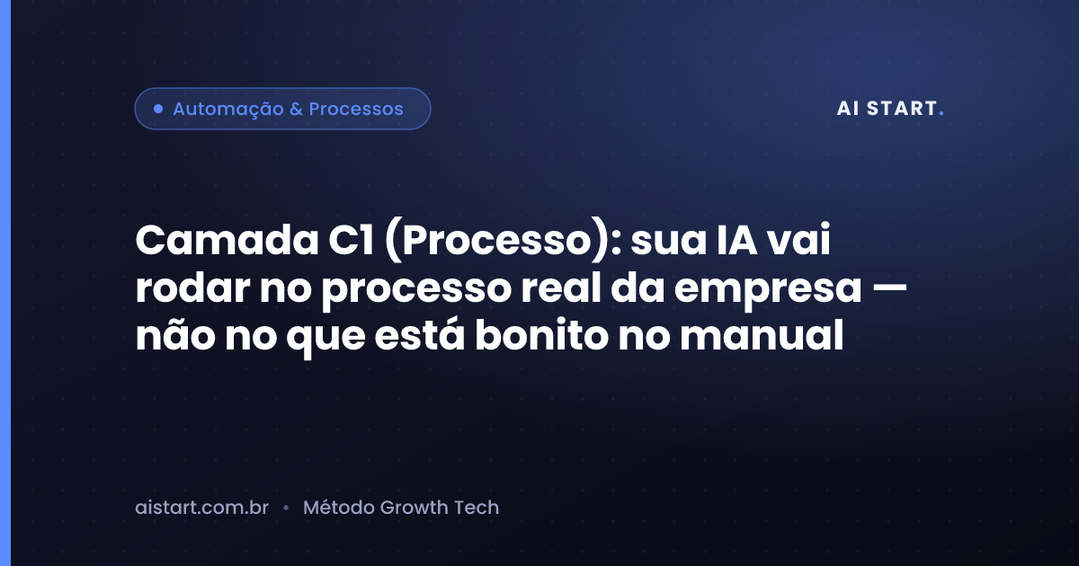 Camada C1 (Processo): sua IA vai rodar no processo real da empresa — não no que está bonito no manual