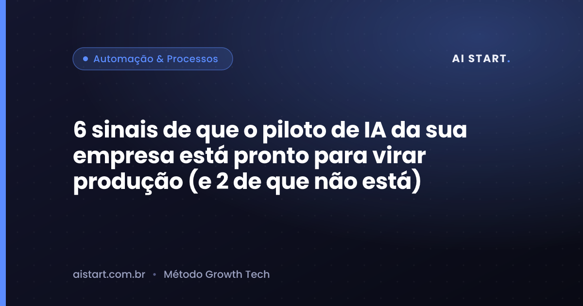 6 sinais de que o piloto de IA da sua empresa está pronto para virar produção (e 2 de que não está)