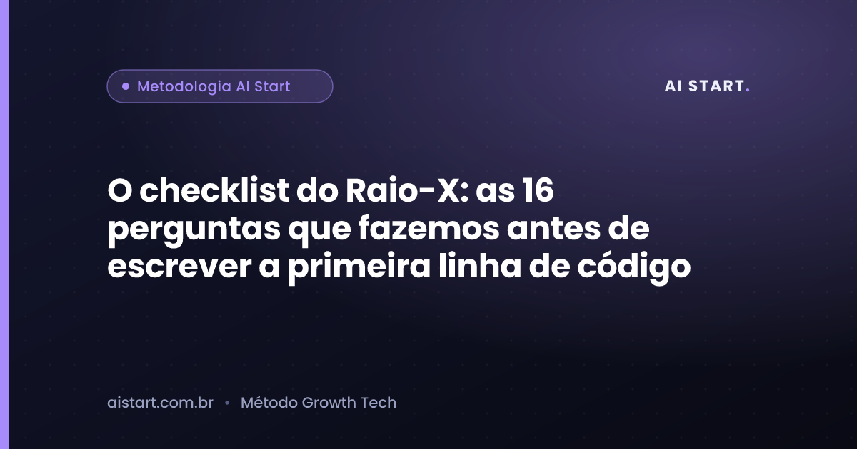 O checklist do Raio-X: as 16 perguntas que fazemos antes de escrever a primeira linha de código