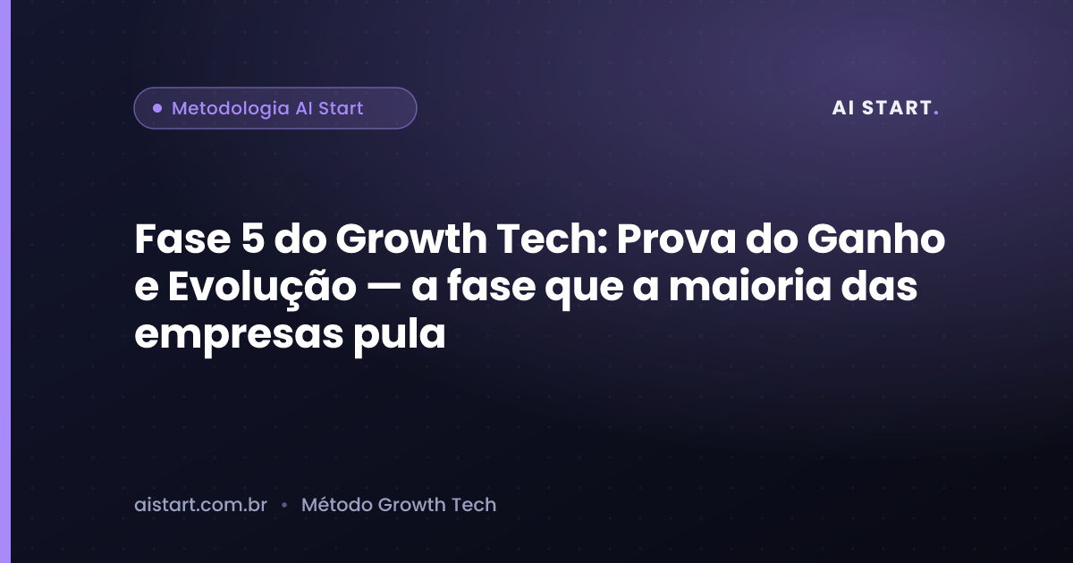 Fase 5 do Growth Tech: Prova do Ganho e Evolução — a fase que a maioria das empresas pula