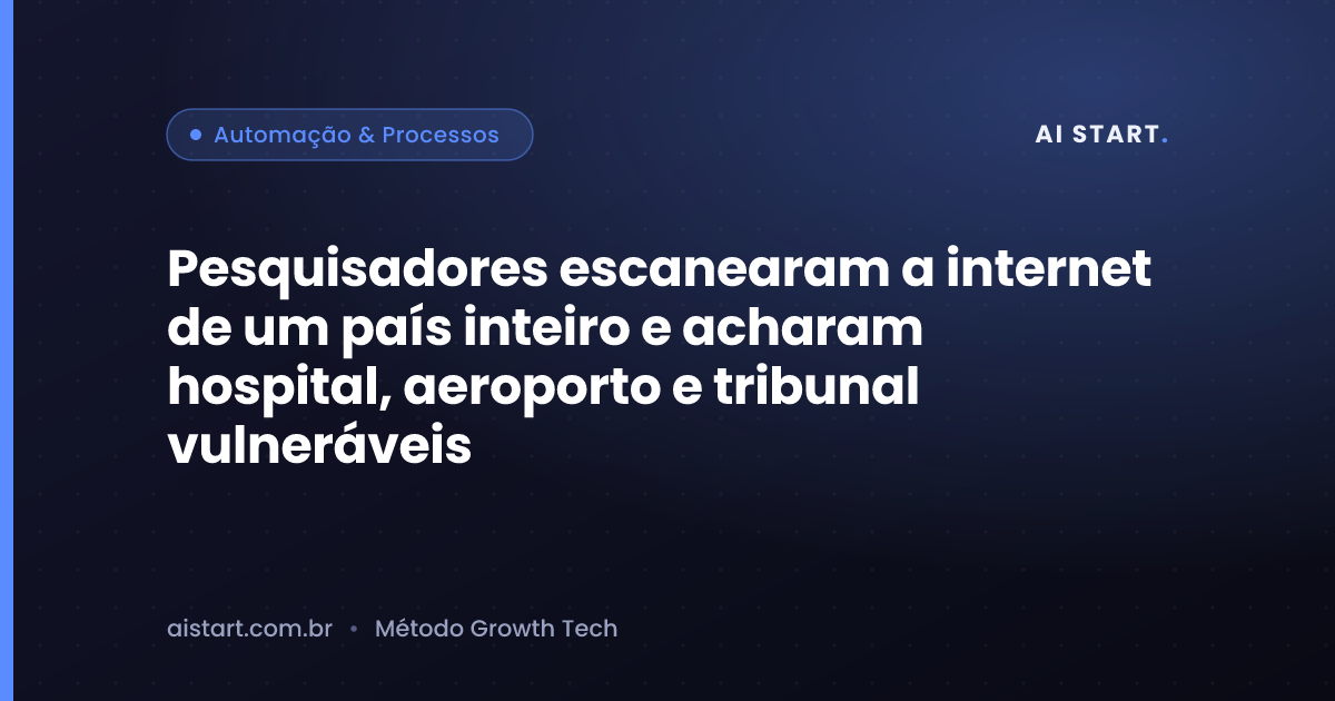Pesquisadores escanearam a internet de um país inteiro e acharam hospital, aeroporto e tribunal vulneráveis