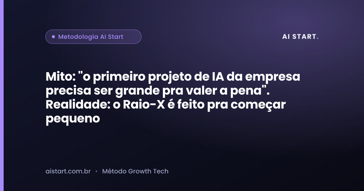 Mito: "o primeiro projeto de IA da empresa precisa ser grande pra valer a pena". Realidade: o Raio-X é feito pra começar pequeno