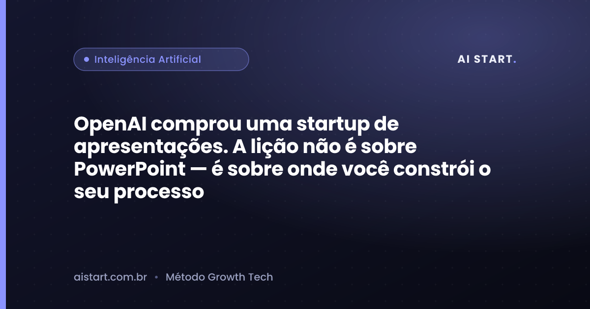OpenAI comprou uma startup de apresentações. A lição não é sobre PowerPoint — é sobre onde você constrói o seu processo