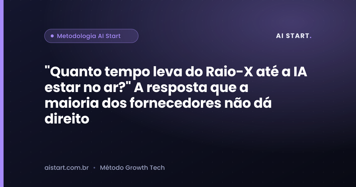 "Quanto tempo leva do Raio-X até a IA estar no ar?" A resposta que a maioria dos fornecedores não dá direito