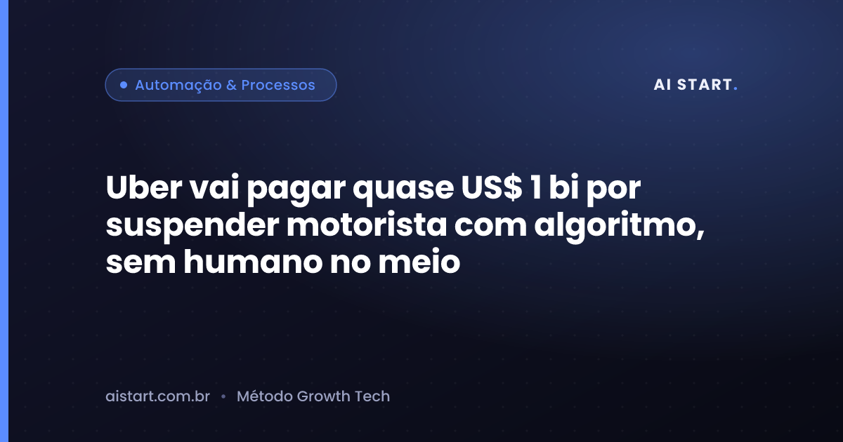 Uber vai pagar quase US$ 1 bi por suspender motorista com algoritmo, sem humano no meio